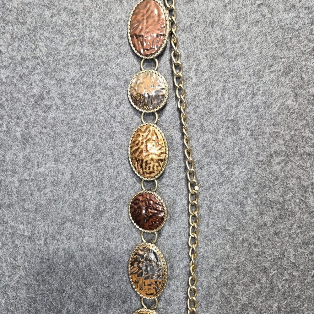 Vtg Y2K Chico's Mixed-Metal Medallion Chain Belt Chic Contemporary Adjustable